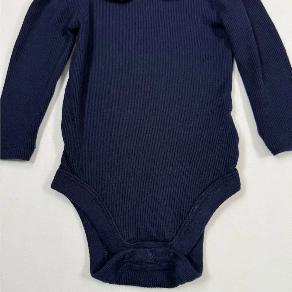 GAP Baby Girls Ribbed Long‎ Sleeve Bodysuit 6-12 Months Classic Navy